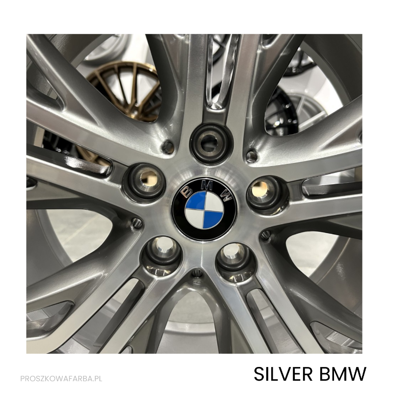 Zestaw Farba Proszkowa SILVER BMW + KLAR BEZBARWNY GŁADKI POŁYSK